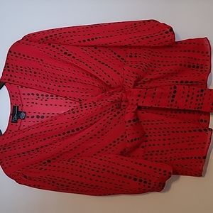 Momentum Fancy red  with black polka-dots blouse Sz L